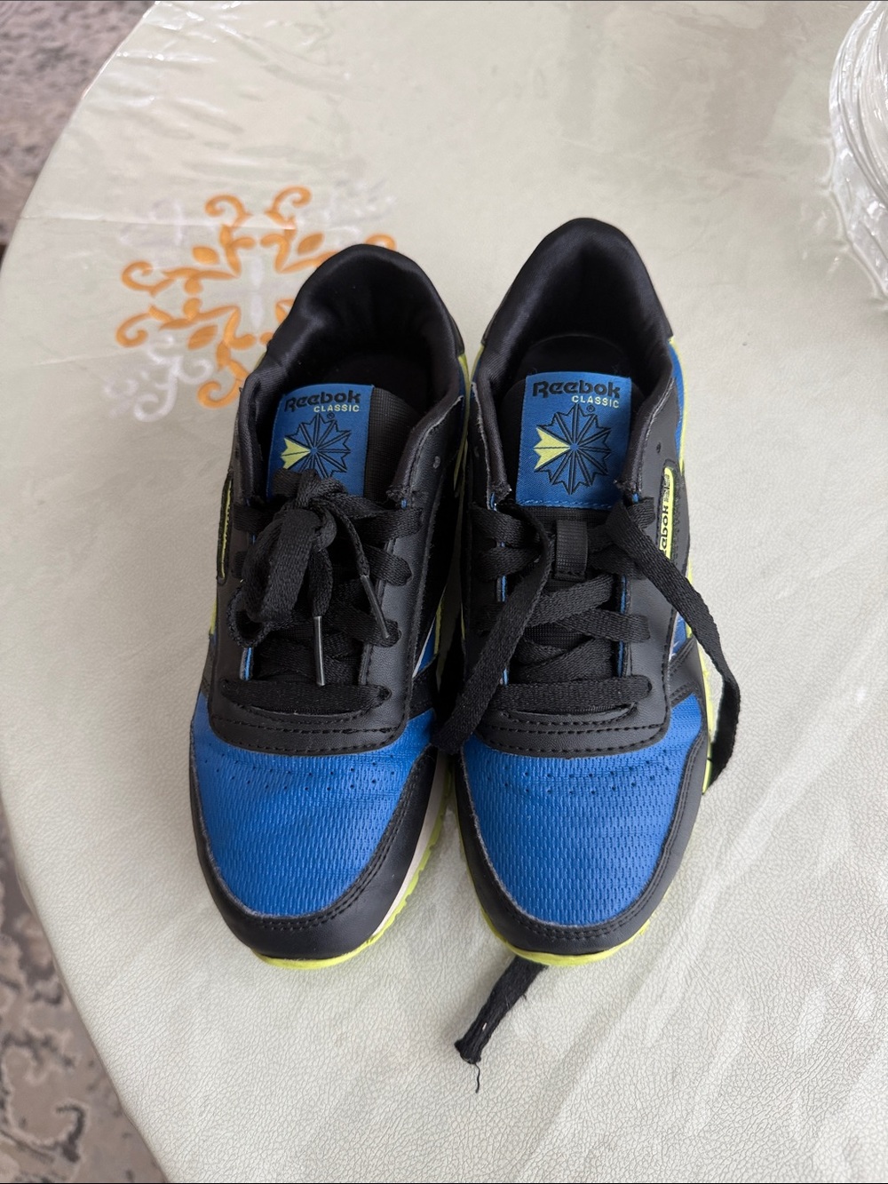 Reebok Kids Blue & Black Sneakers with Neon Yellow Accents